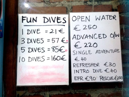 Diving Pulau Weh, prices for Iboih Divers, August 2016