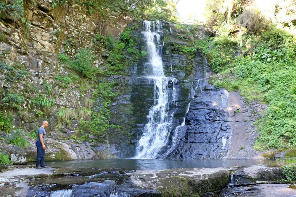 Campbell at a beautiful waterfall on the Amatola hike
