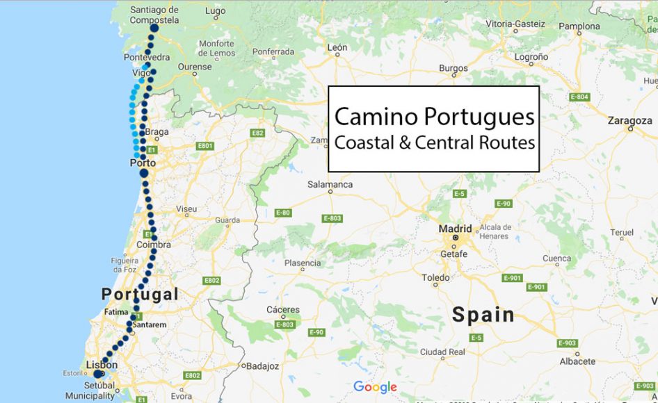 Camino Portugues Coastal Route Map MCNNJO Camino Portugues Coastal Route Map MCNNJO
