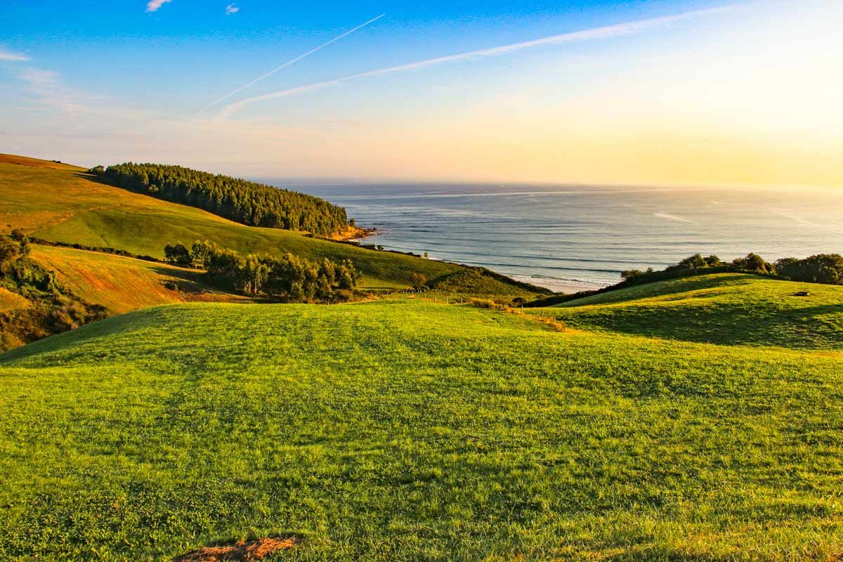 Beautiful morning scenery of the Asturian coast in Northern Spain