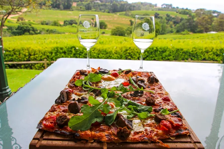 Constantia Glen - tasting wine and eating a delicious Flamkuchen at the beautiful farm.