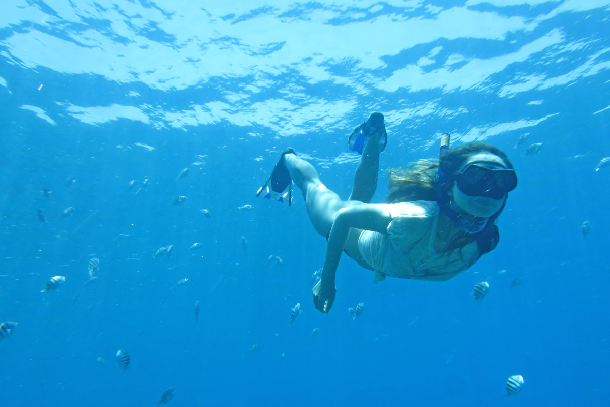 Snorkeling off Port na happle