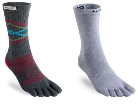 Injinji toe sock and injinji toe sock liner with five toes each