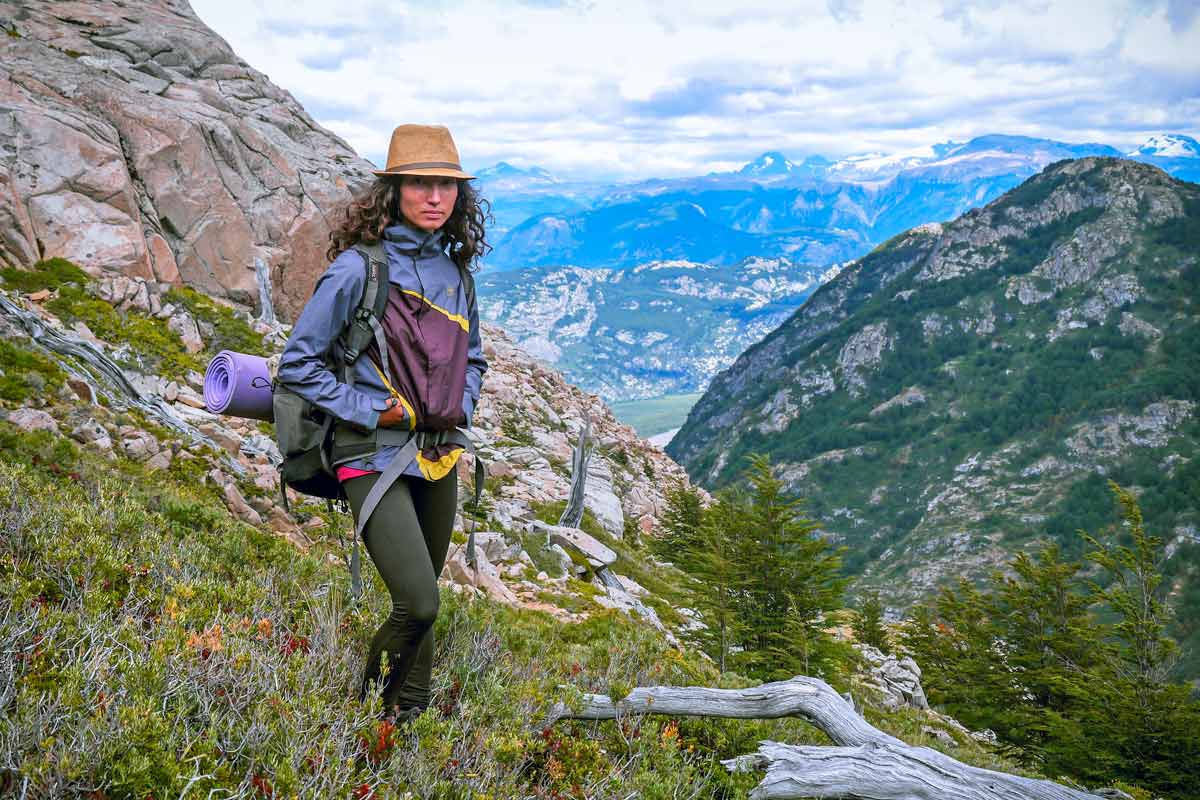 Alya standing on the top of the mountain in Cerro Castillo National Park