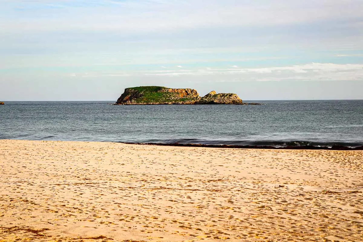 beach with small island off-shore