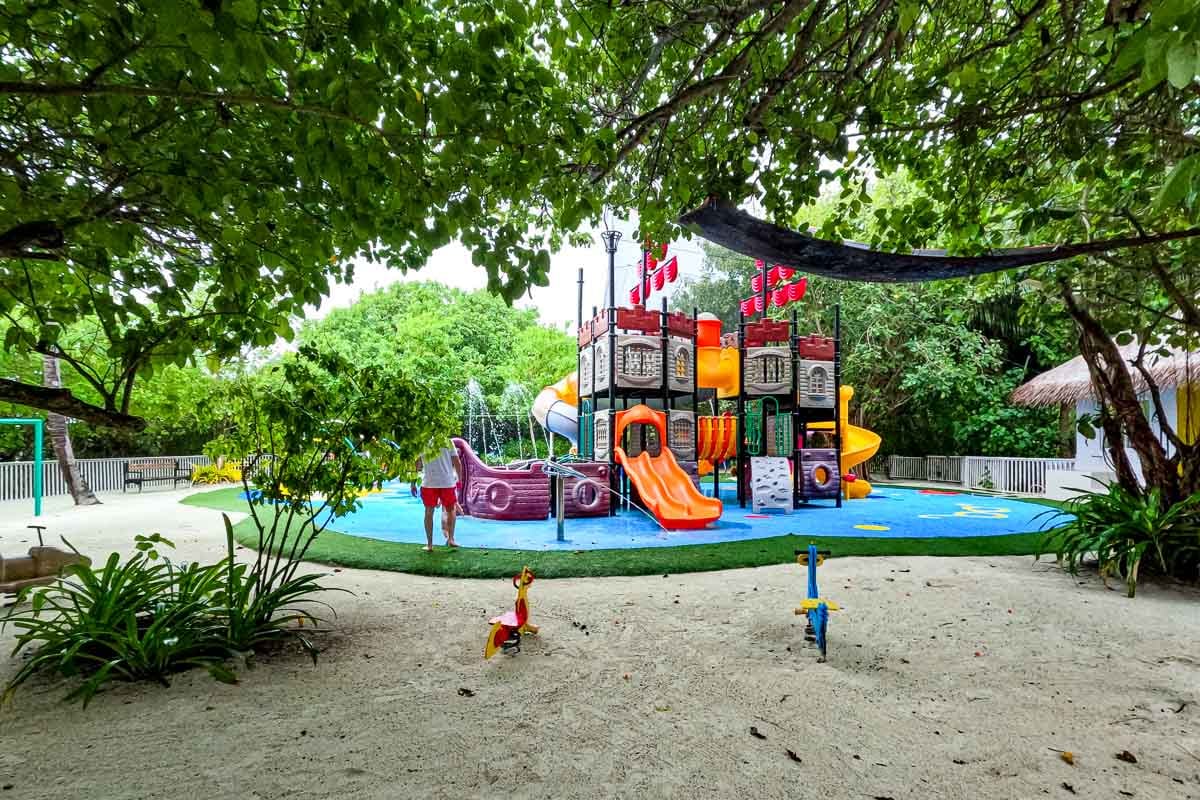 playground on the sand with slides
