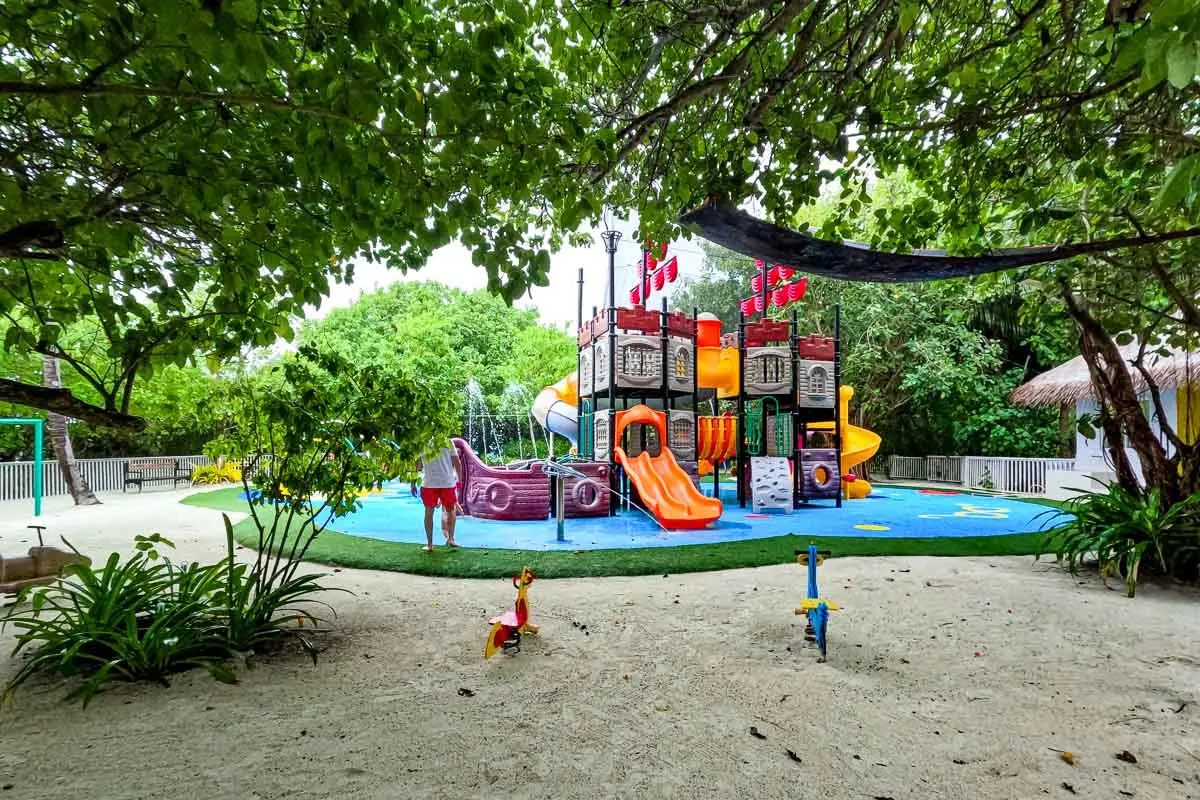 playground on the sand with slides