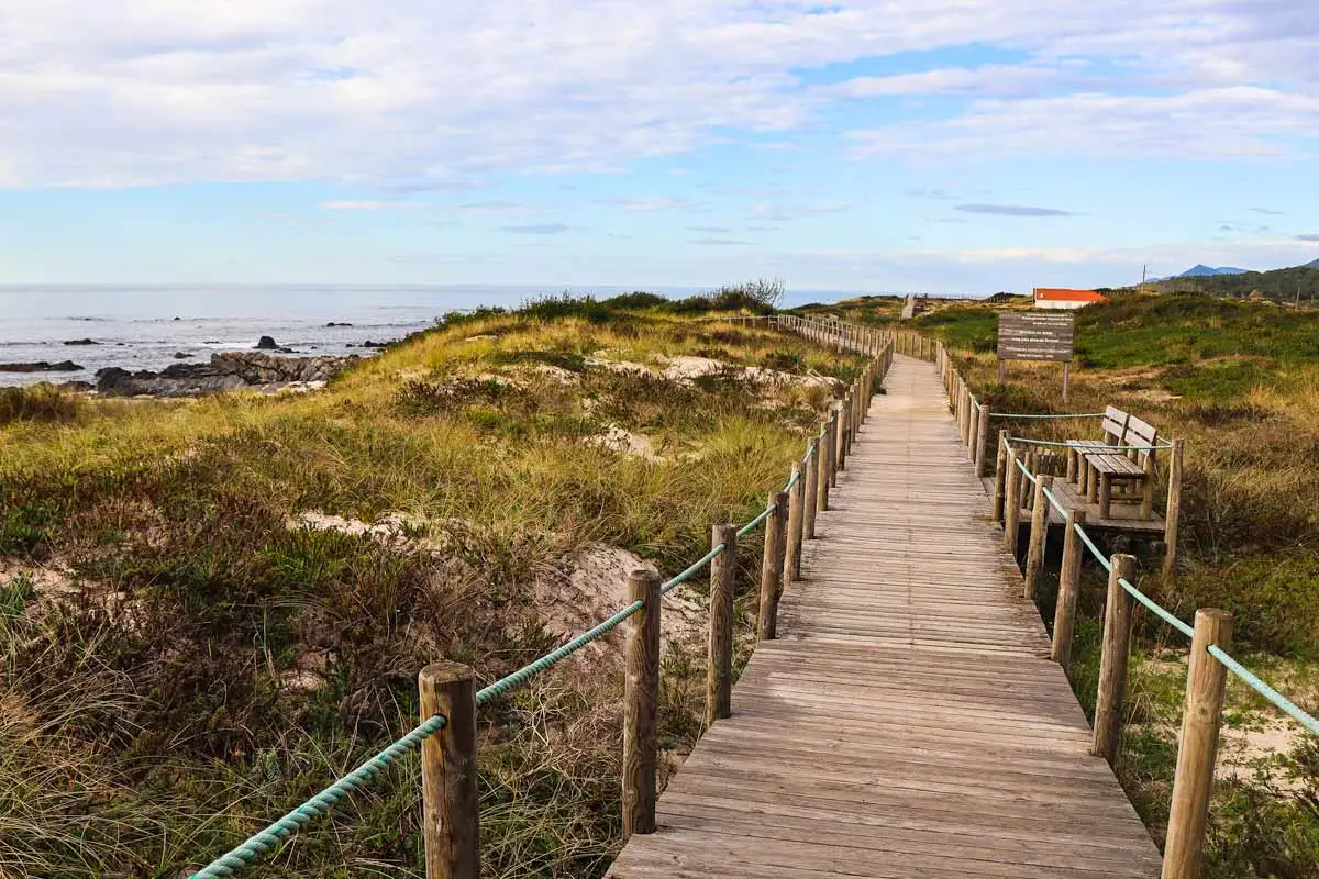 A boardwalk over the dunes along the coast of Northern Portugal