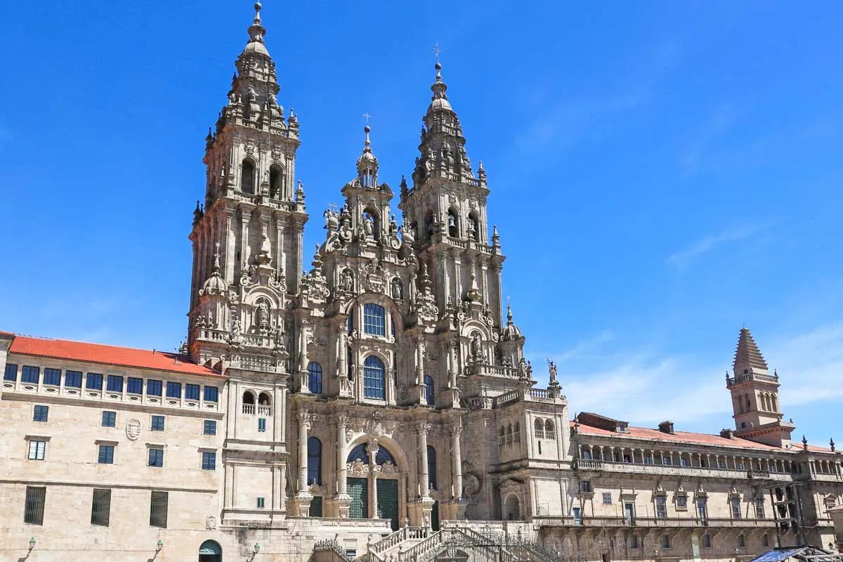 The front facade of Cathedral of Santiago de Compostela, Spain