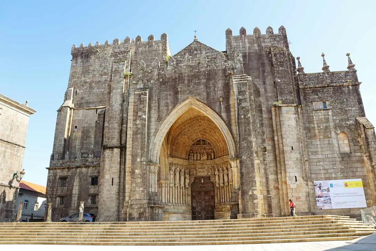 The front facade of the Cathedral of Tui, Spain
