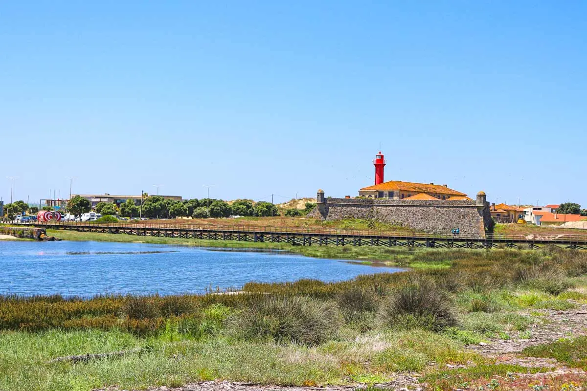 The view of the fortress from the promenade in Esposende