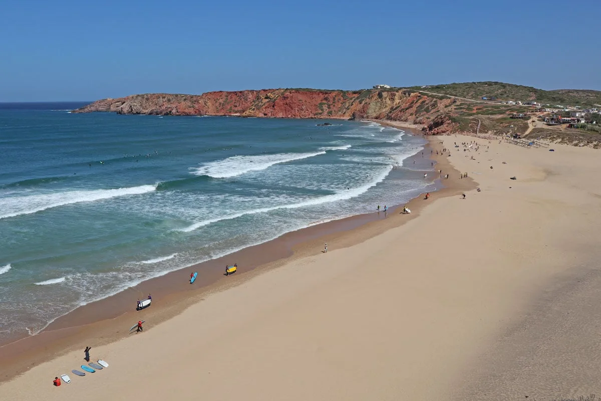beautiful beach with some surfers