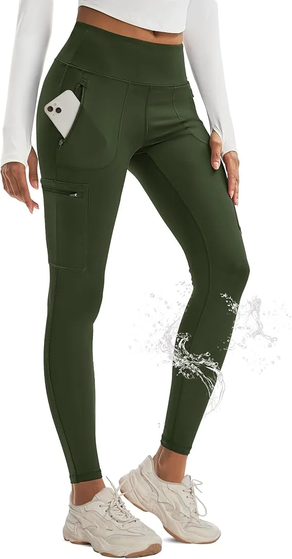 Hiking Leggings Women with 4 Zipper Pockets Water 