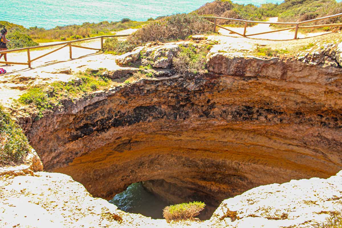 A view of the Benagil Cave from the top