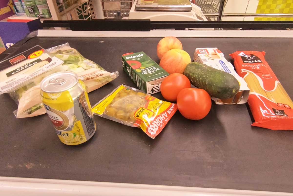 My grocery shopping in a shop on the Camino Frances