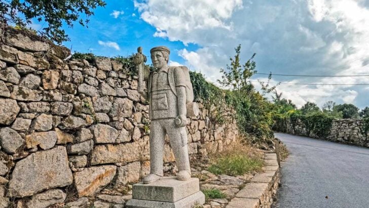 A pilgrim sculpture on the Camino de Santiago