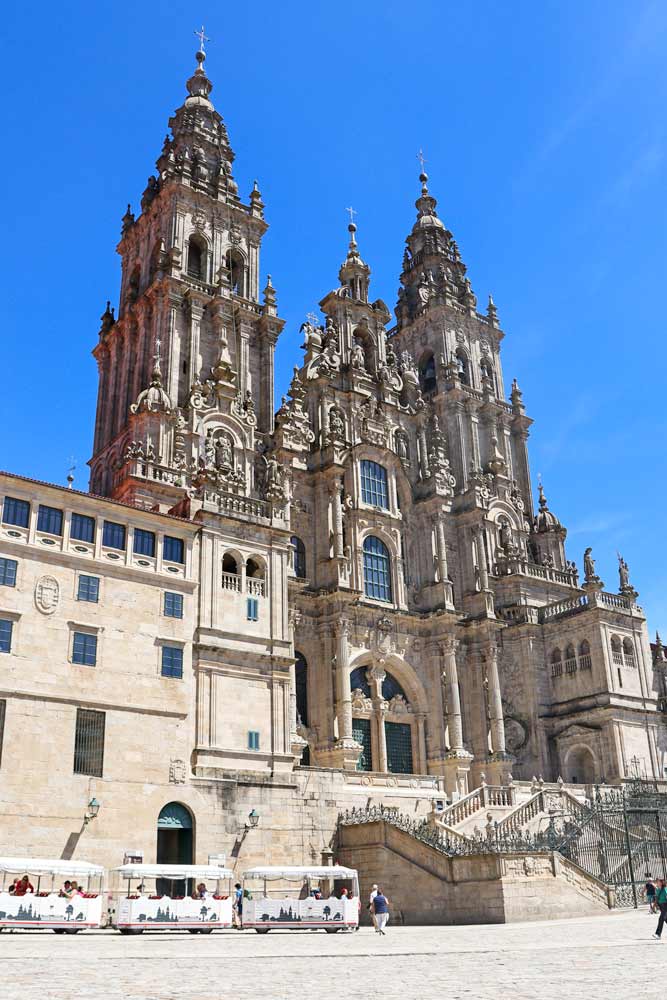 The facade of the Cathedral in Santiago de Compostela, Spain