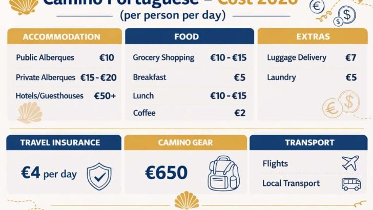 info graphic to calculate the cost of the camino portuguese