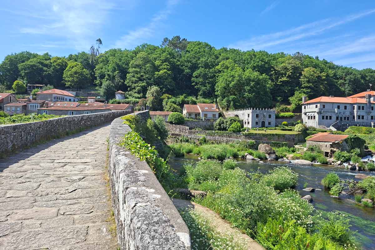 The Roman bridge in Ponte Maceira, Galicia, Spain