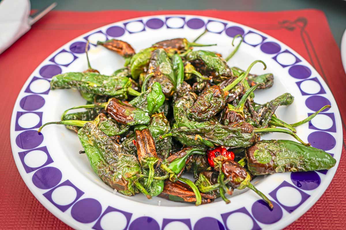 The famous dish in Galicia - Pimientos de Padron, grilled green peppers