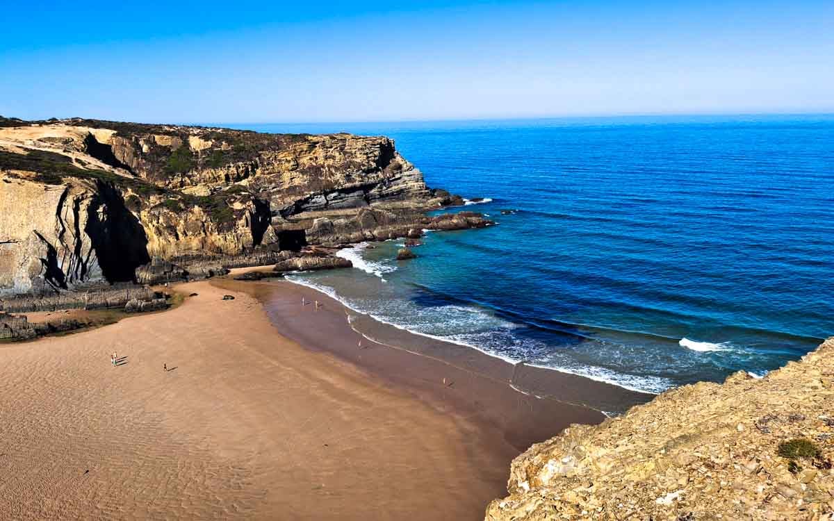 beautiful beach view between the cliffs