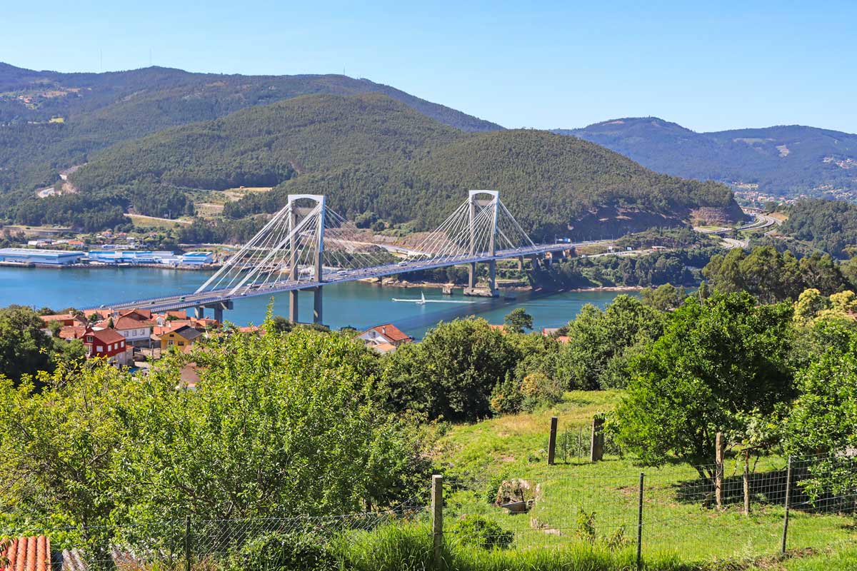 A view of the bridge and bay in Vigo, Spain